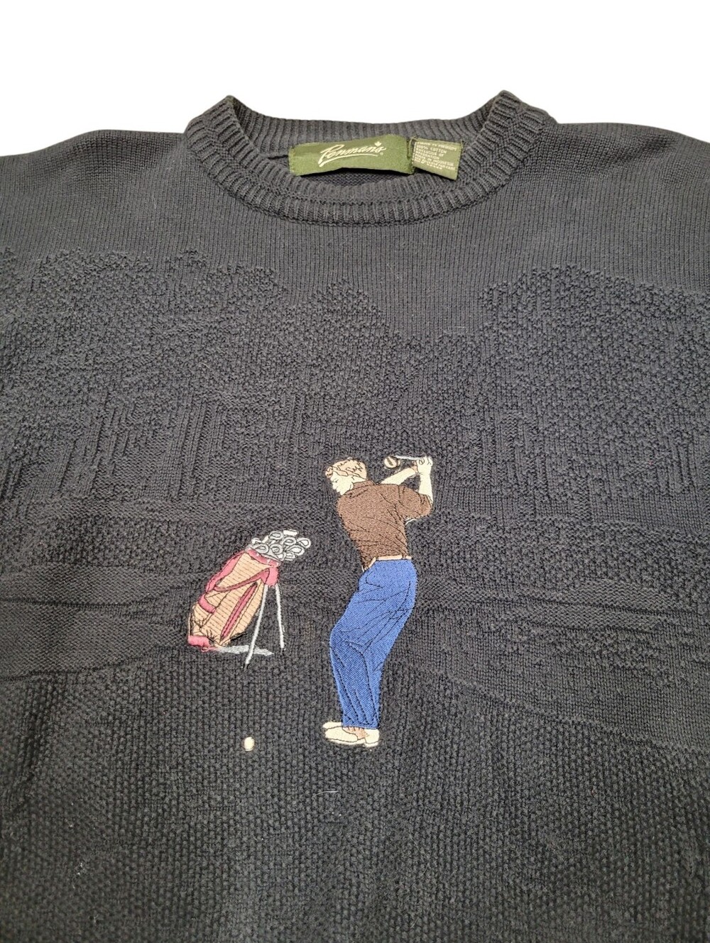 Vintage Penmans Black Embroidery Golf Pattern Sweater Top Size: M